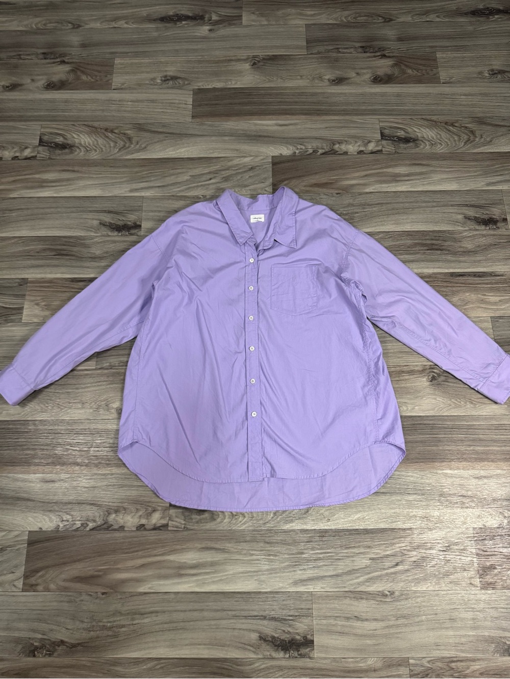 Aritizia Wilfred Free Cotton Relaxed Button Down Shirt in Purple Size Medium